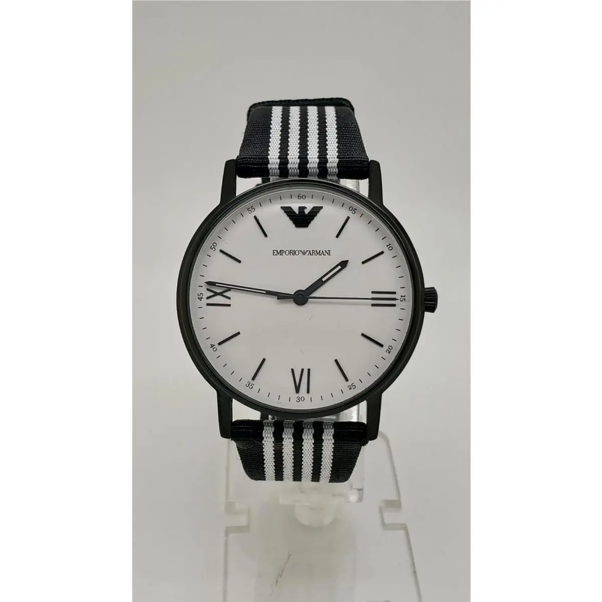AR80004 Black Case White Dial Nylon Strap Mens Watch by Emporio Armani