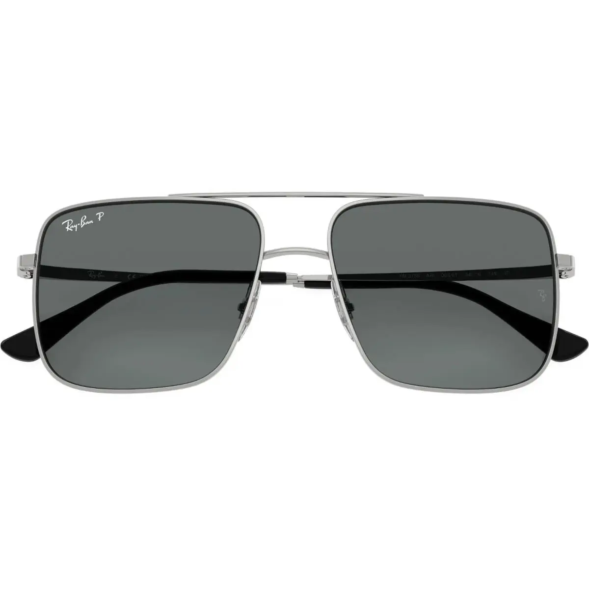 Ray-ban Square Sunglasses RB3758 Silver Frame Grey Polarized Lens 003/2V 56mm
