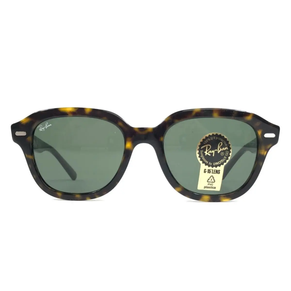 Ray-ban Sunglasses RB4398 Erik 902/31 Havana Brown Square w/ Green Lenses 53 mm