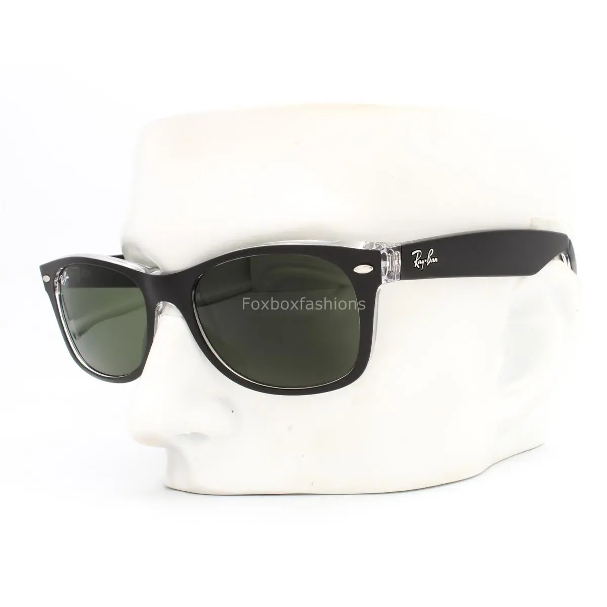 Ray-ban Wayfarer RB 2132 6052 Sunglasses Matte Black on Clear 52mm W/case