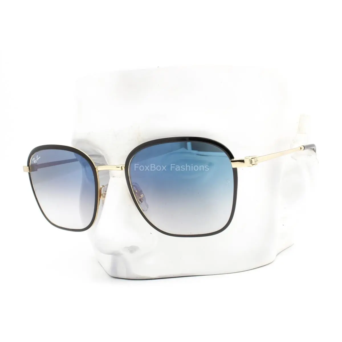 Ray-ban Sunglasses Gloss Black Metal Gold Blue Gradient RB3720 9000/3F with Case