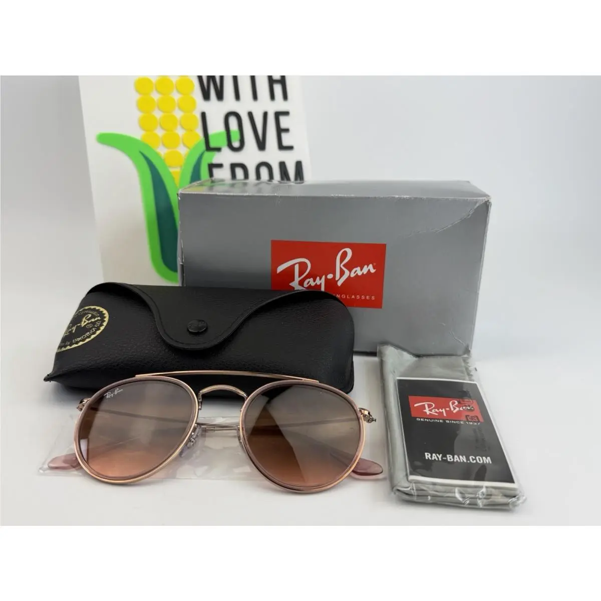 Ray-ban Sunglasses Round Double Bridge RB 3647-N 9069/A5 Pink Bronze Copper