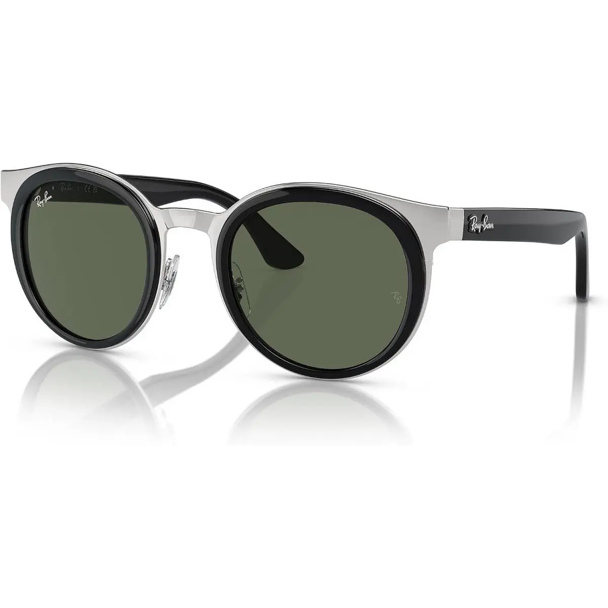Ray-ban Bonnie RB3710 003/71 50mm Sunglasses Black on Silver / Green Lens