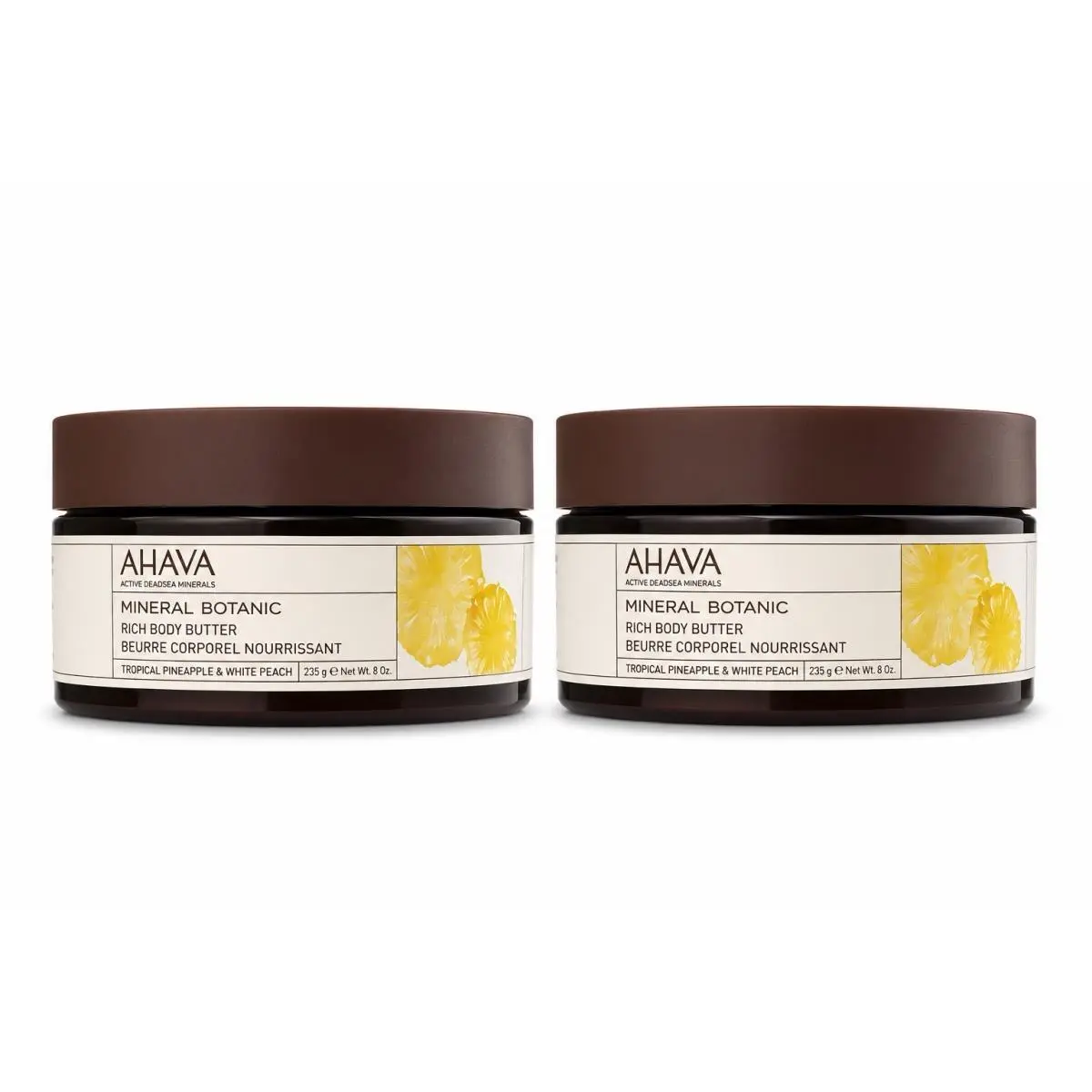 Ahava Mineral Botanic Rich Body Butter 8 oz Duo Tropical Pineapple Peach