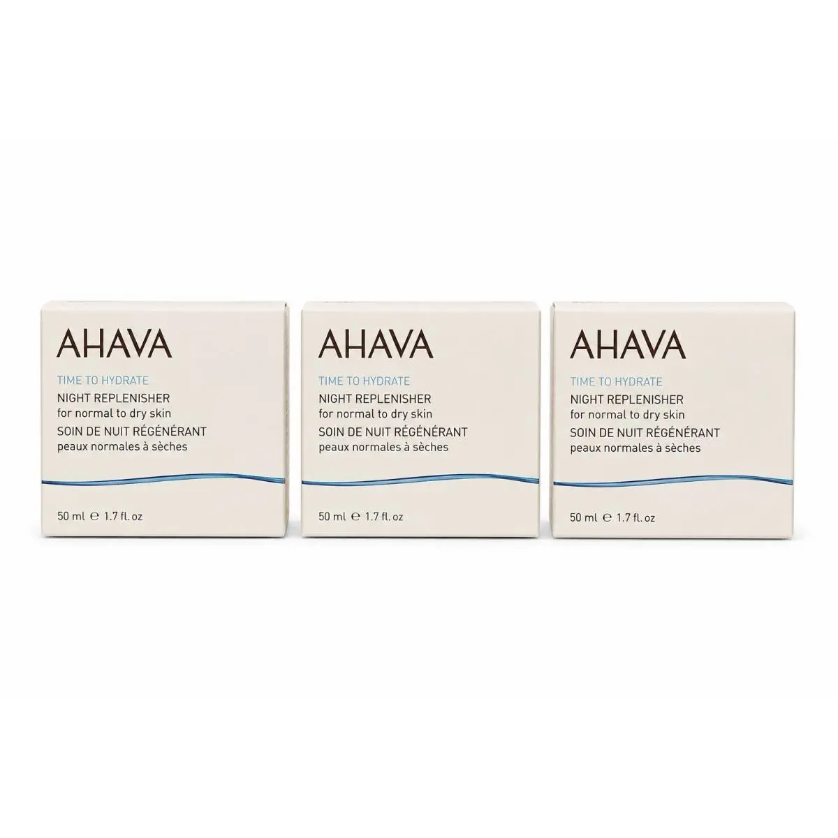 3x Ahava Time To Hydrate Night Replenisher Cream 50ml 1.7 fl oz Dry Sk
