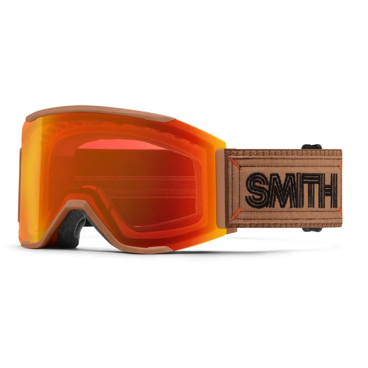 Smith Squad Mag Low Bridge Snow Goggles Camel Warm Steel Everyday Red Mirror + - Frame: Brown