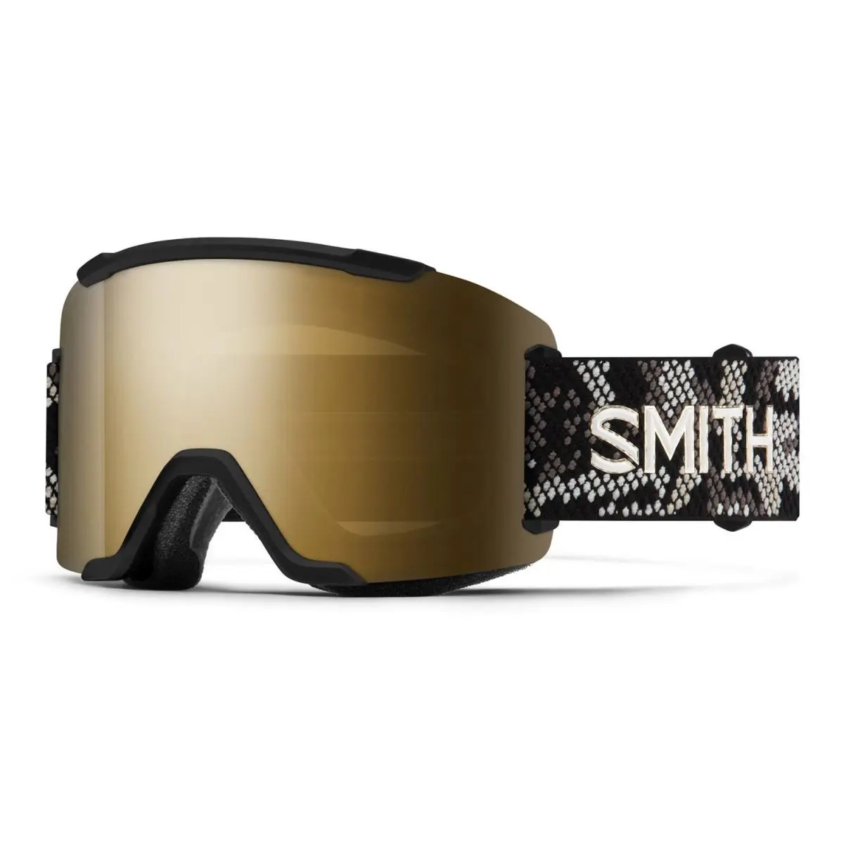 Smith Squad Snow Goggles Black Snakeskin CP Sun Black Gold Mirror Lens + Bonus