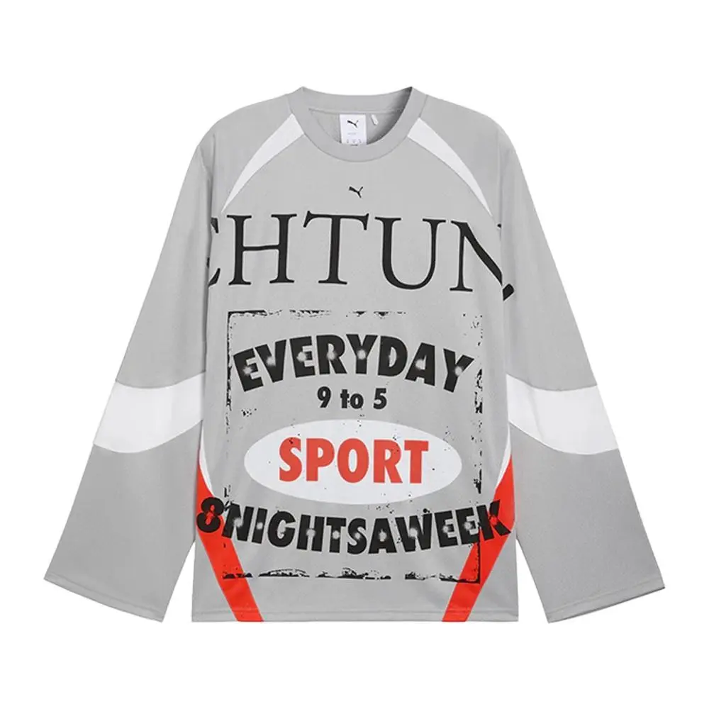 Nine To Five Vneck Long Sleeve Jersey Mens Grey 63250463 by Puma