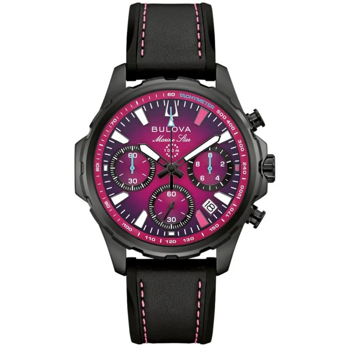 Men`s Marine Star Purple Dial Watch - 98B476 by Bulova