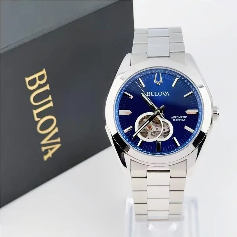 Surveyor 96A275 Men`s Automatic Watch Blue Dial Stainless Steel 42mm by Bulova