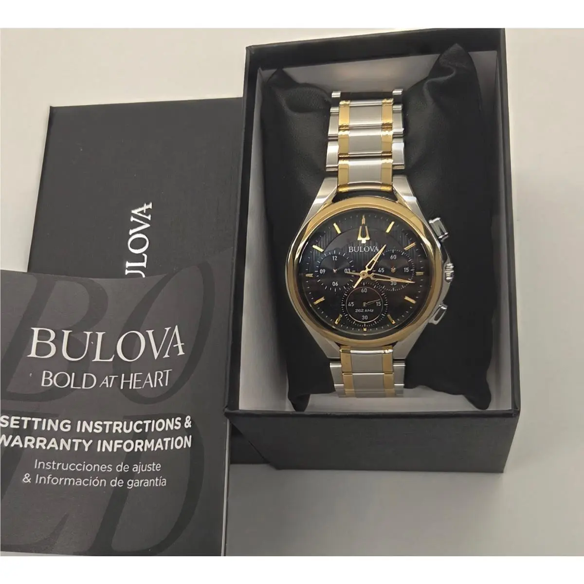 Chronograph Curv Collection Gold/silver Stainless Steel Watch by Bulova