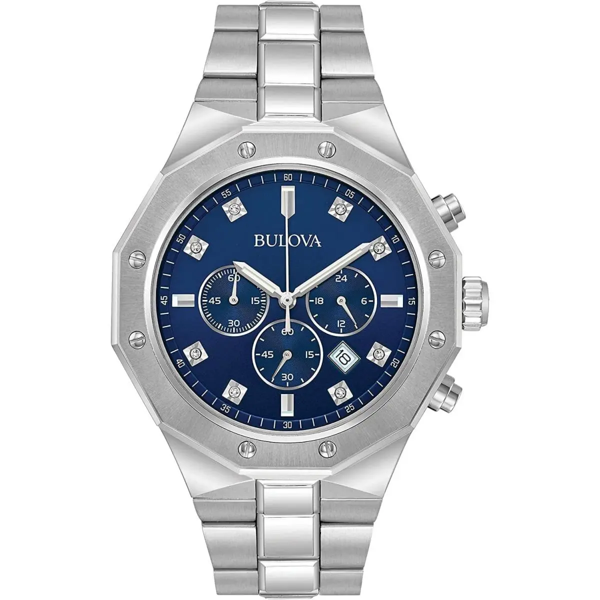 Men`s Classic Diamond 6-Hand Chronograph Quartz Watch Calendar Date Lum by Bulova
