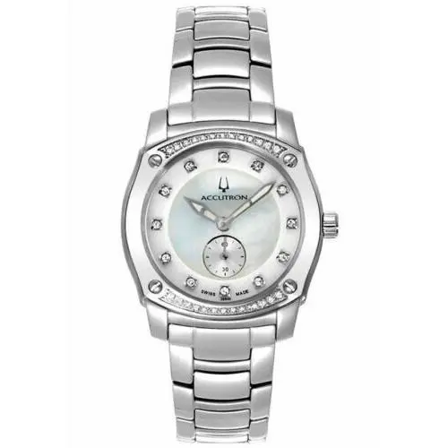 Accutron Pemberton Women`s Watch Stainless Steel Mother Pearl Dial 26R40 by Bulova