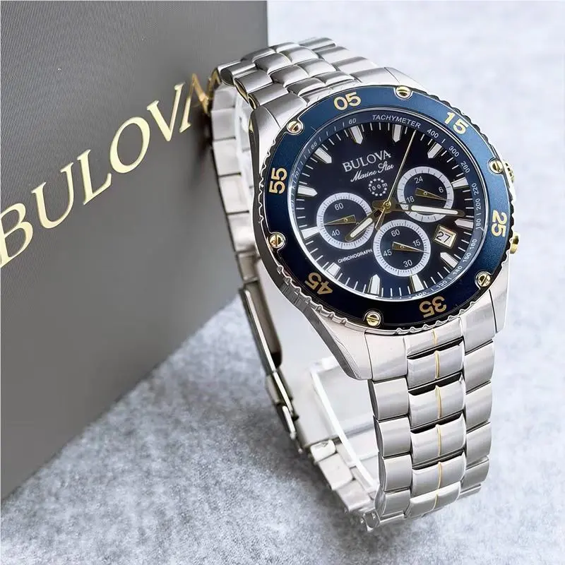 Marine Star 98B400 Men’s Quartz Watch Blue Dial Stainless Steel 41.5MM by Bulova