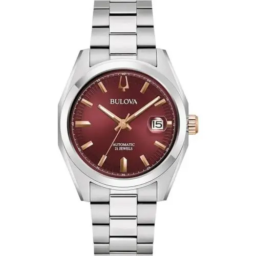 Bulova Men`s Automatic Surveyor Stainless Steel Bracelet Watch 39mm - Band: Silver, Bezel: Silver