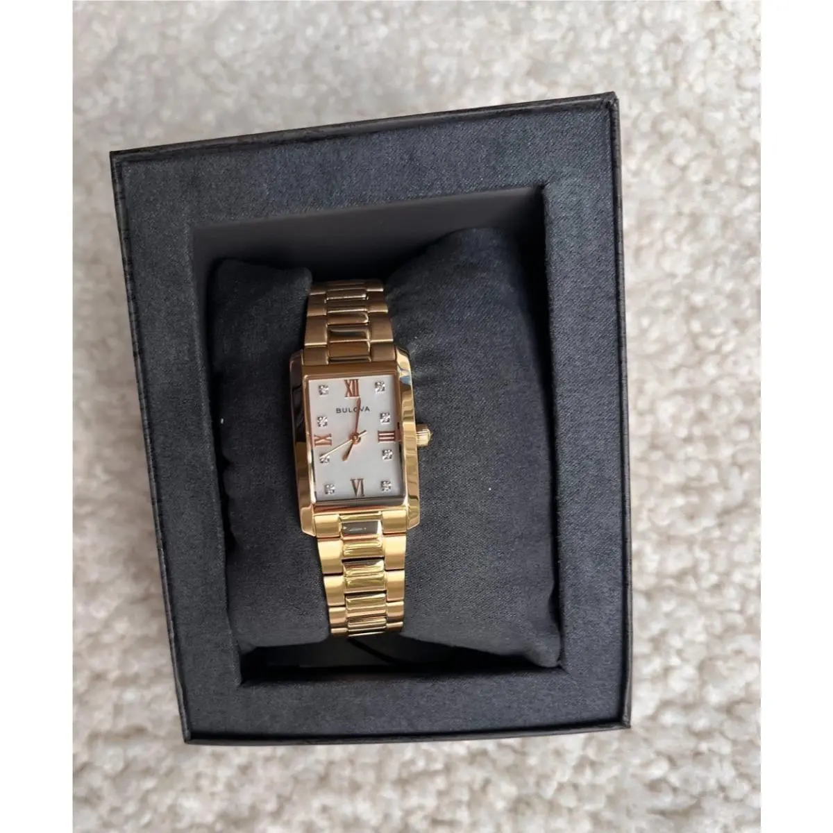 97P181 Ladies Mop Diamond Dial Gold Stainless Classic Tank Watch by Bulova