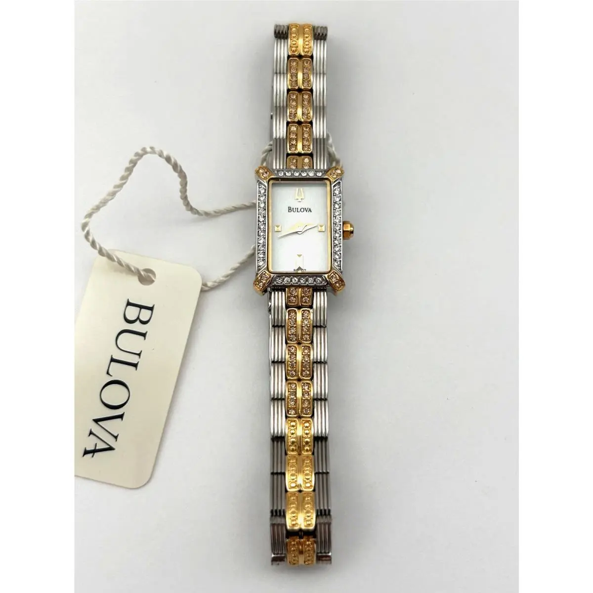 Crystals Women Watch Stainless Steel Two Tone Mother of Pearl Dial 98L107 by Bulova
