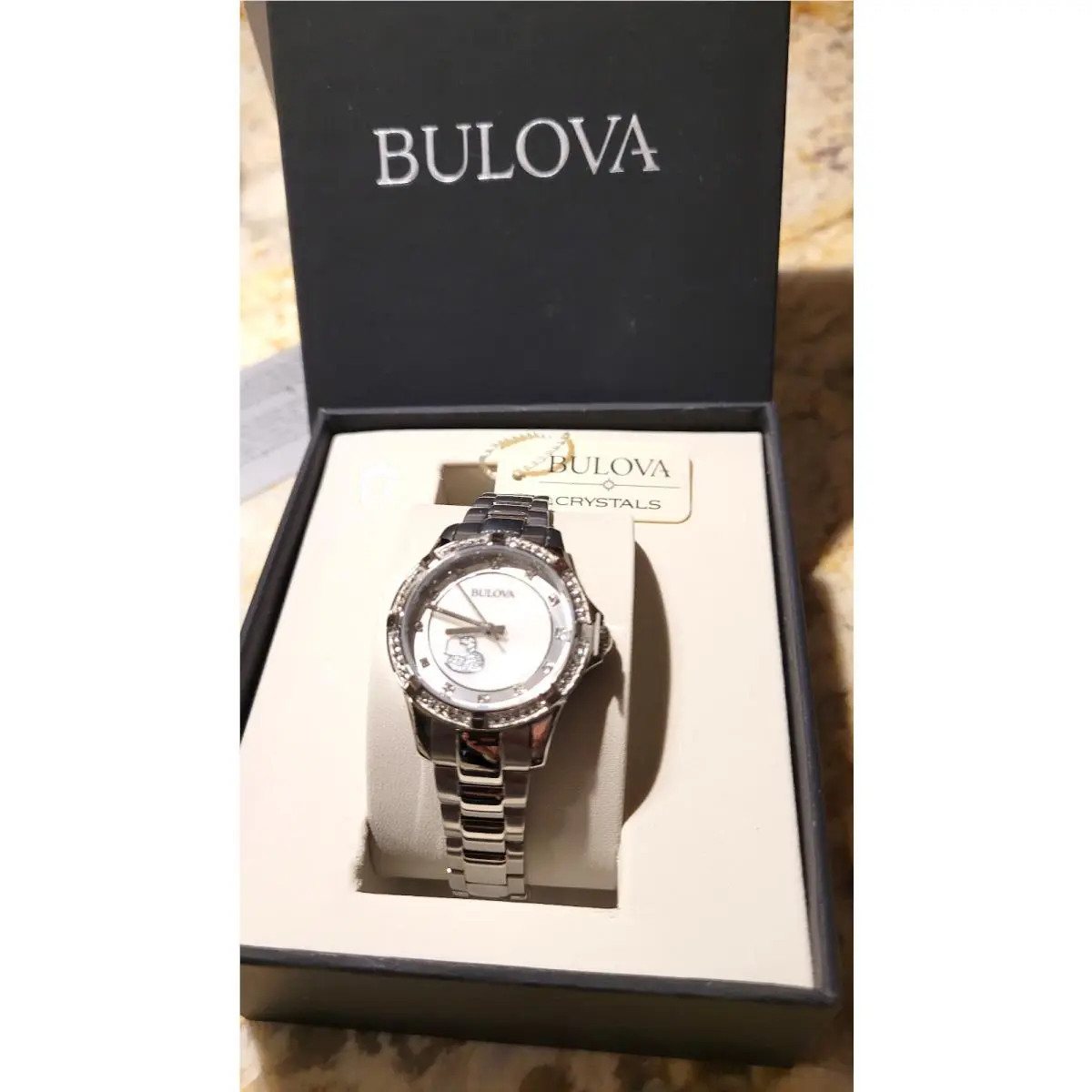 Bulova Women`s Crystal Stainless Steel Bracelet Dressy Wristwatch