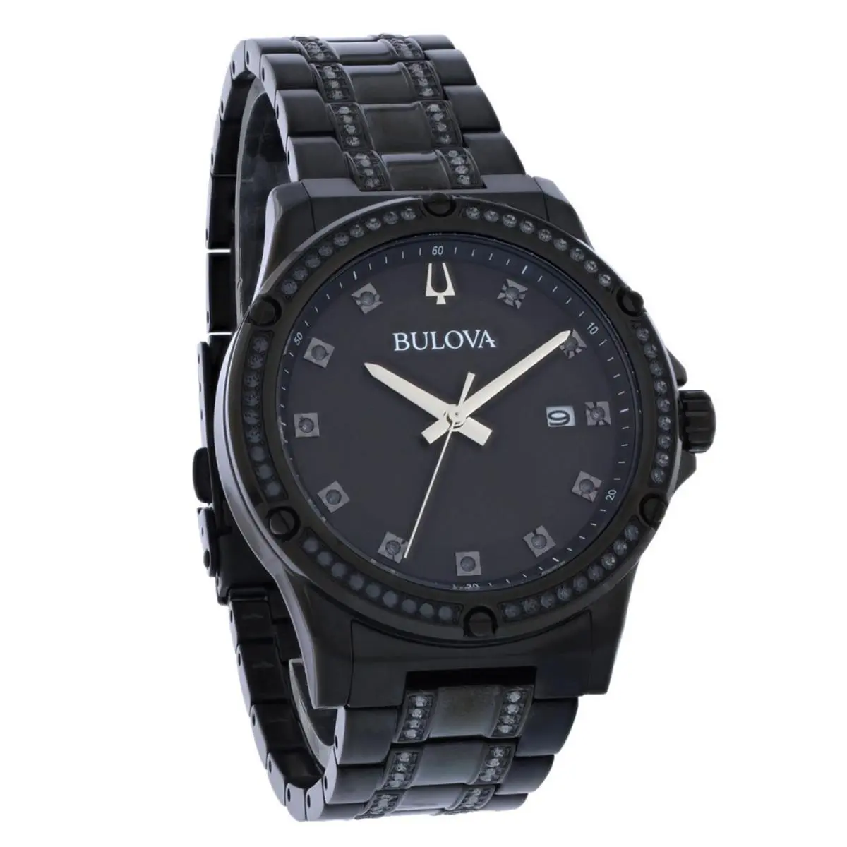 Bulova Men`s Crystal Black Dial Watch - 98K119