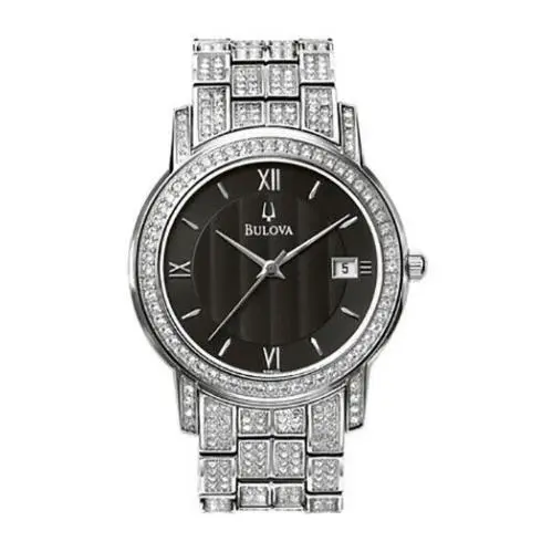 Bulova Crystals Men Watch Stainless Steel Black Dial 96B011