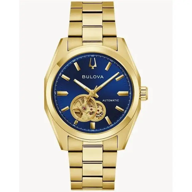 Bulova Surveyor Gold/blue Automatic 39MM Mens Watch 97A203