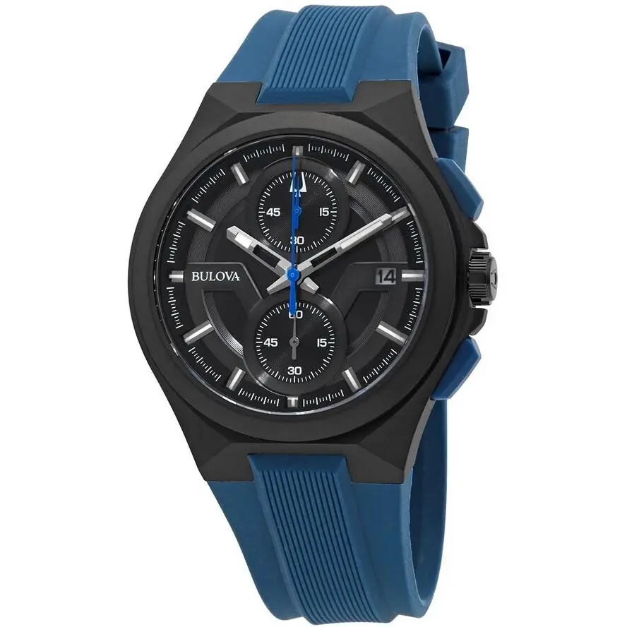 Maquina Sport Chronograph Blue Silicone Men’s Watch 98B380 by Bulova
