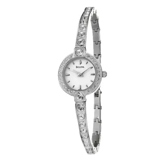 Swarovski Crystal Women Watch Stainless Steel White Dial 96X001 by Bulova