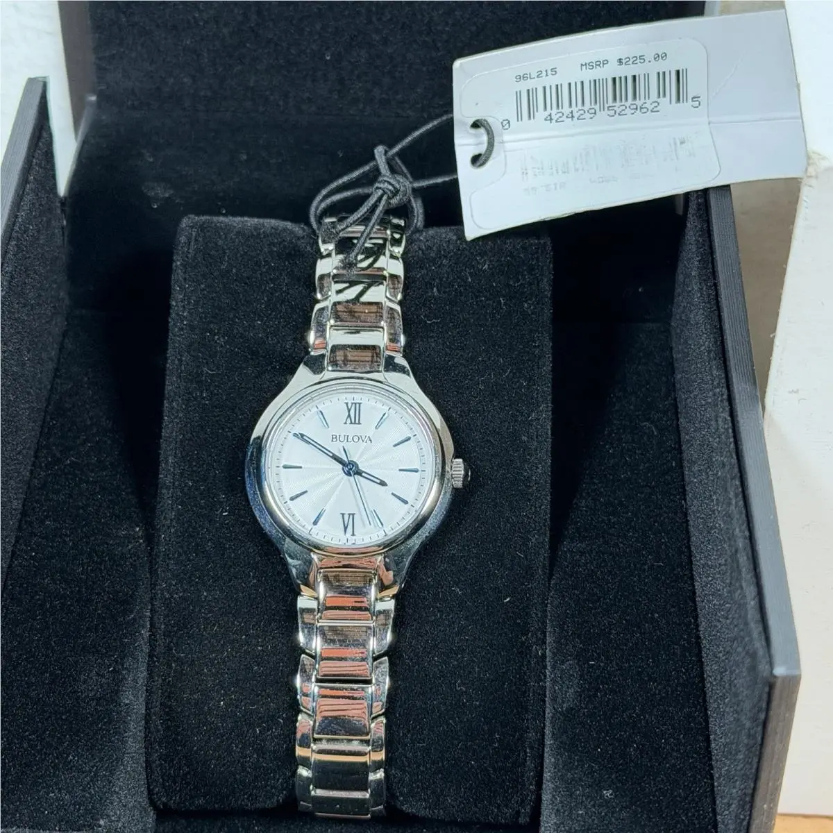 96L215 28mm Quartz Stainless Steel White Dial Women`s Watch Needs Battery by Bulova