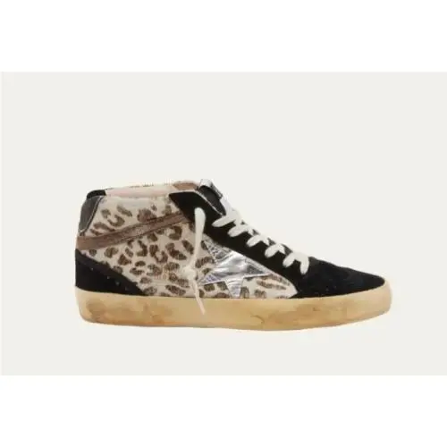 Golden Goose Size 39 9 Mid Star Classic Sneaker Leopard Print Calf Hair