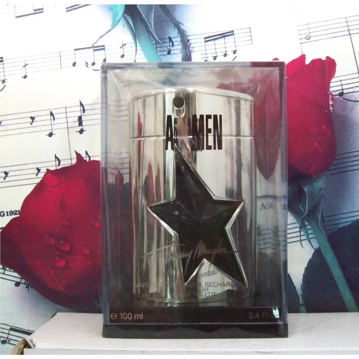 A Men Edt Spray 3.4 Fl. Oz. Rechargeable Metal Case. Thierry  by Mugler