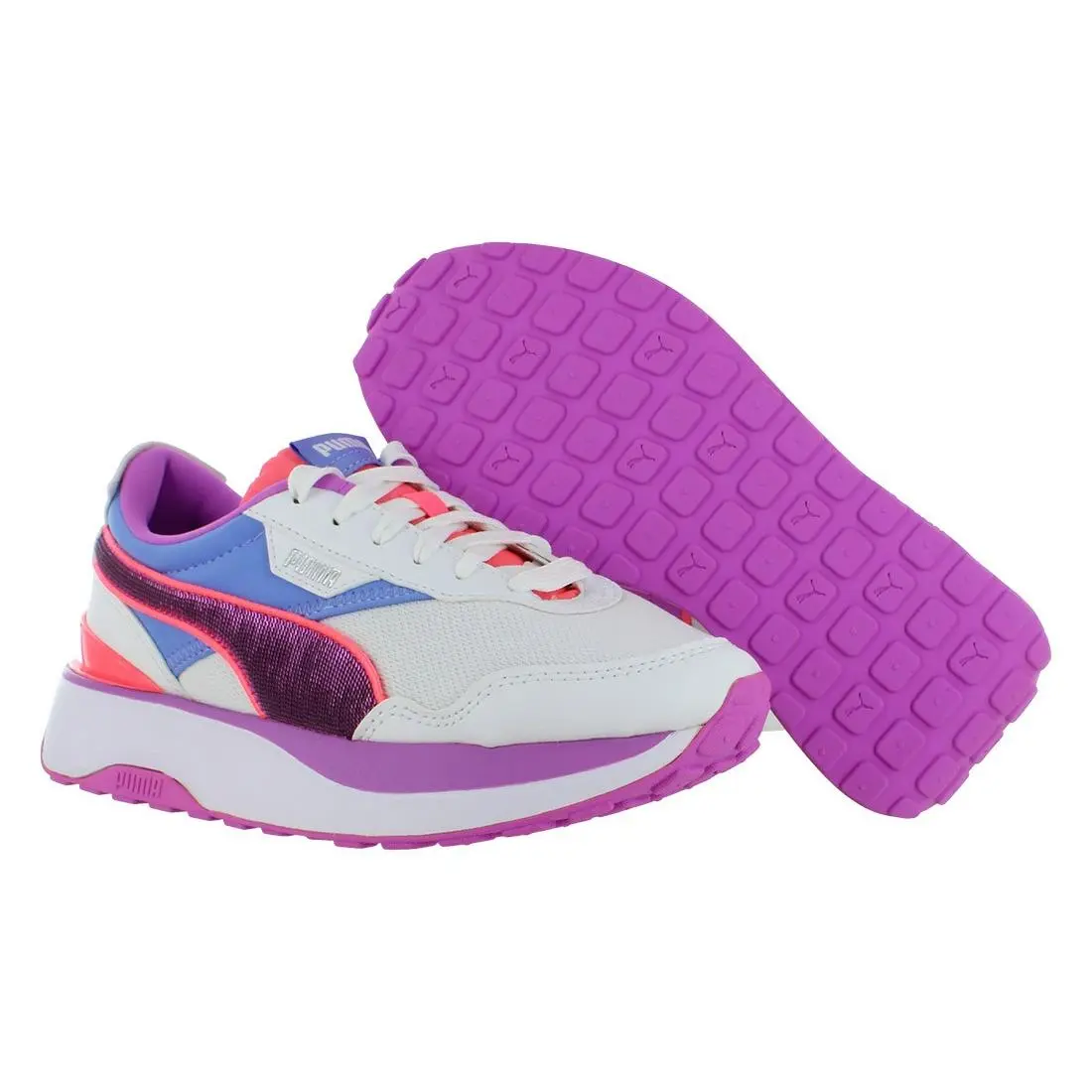Puma Cruise Rider Glitzy GS Boys Shoes Size 5 Color: Puma White/purple/orchid