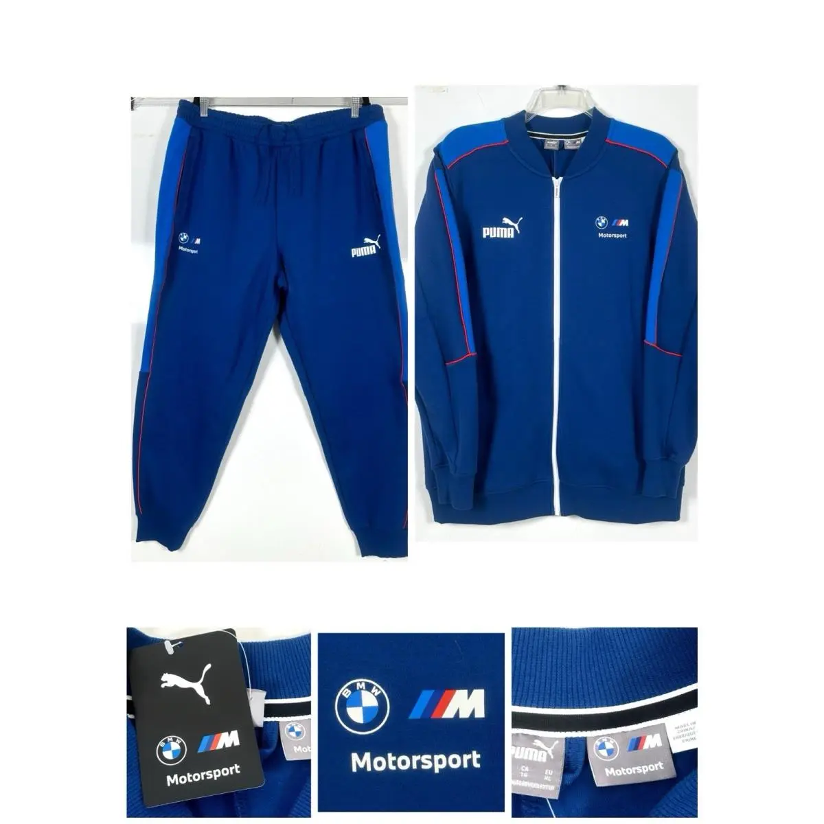 Puma Bmw Motorsports Men`s 2 Piece Tracksuit Blue Jacket Size XL Pants Size Xxl