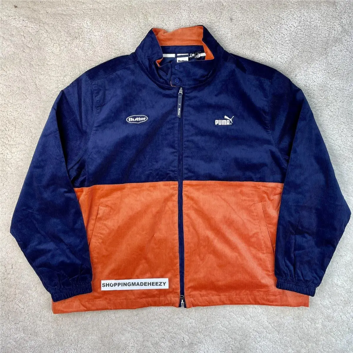 Xxl Butter Goods x Puma Collab 2-Tone Corduroy Zip-up Track Top Jacket Peacoat