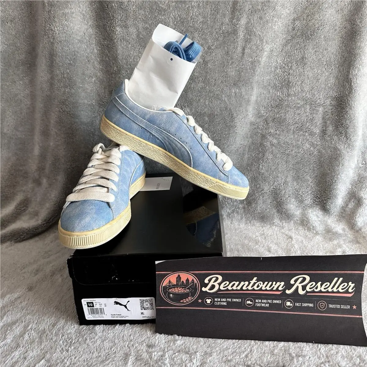 Men’s Size 10 Suede Faded Blue Silver Mist Frosted Ivory 399654-01 by Puma