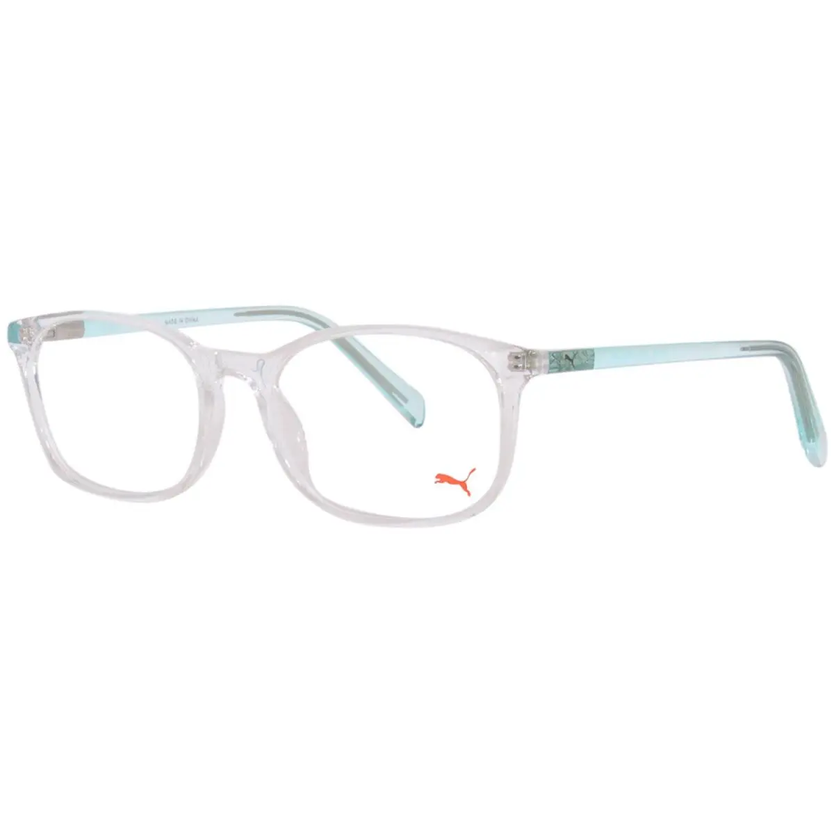 Puma PJ0031O 004 Eyeglasses Youth Kids Crystal/green Full Rim Square Shape 49mm - Frame: Clear