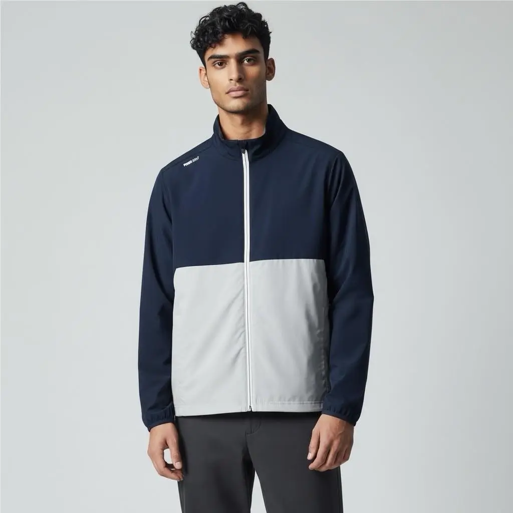 Puma Golf Mens Monterey Athletic Wind Jacket Size L Navy Blue/ash Gray UPF50+