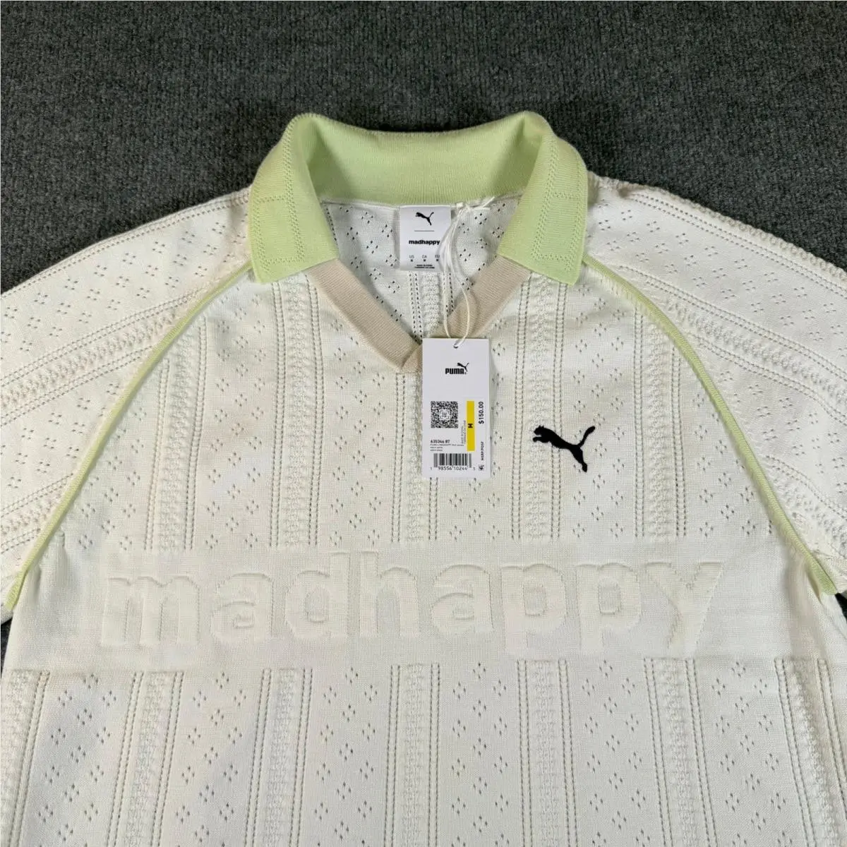 Puma x Madhappy Knit Jersey Warm White Green Mens Medium 635344 87 3437