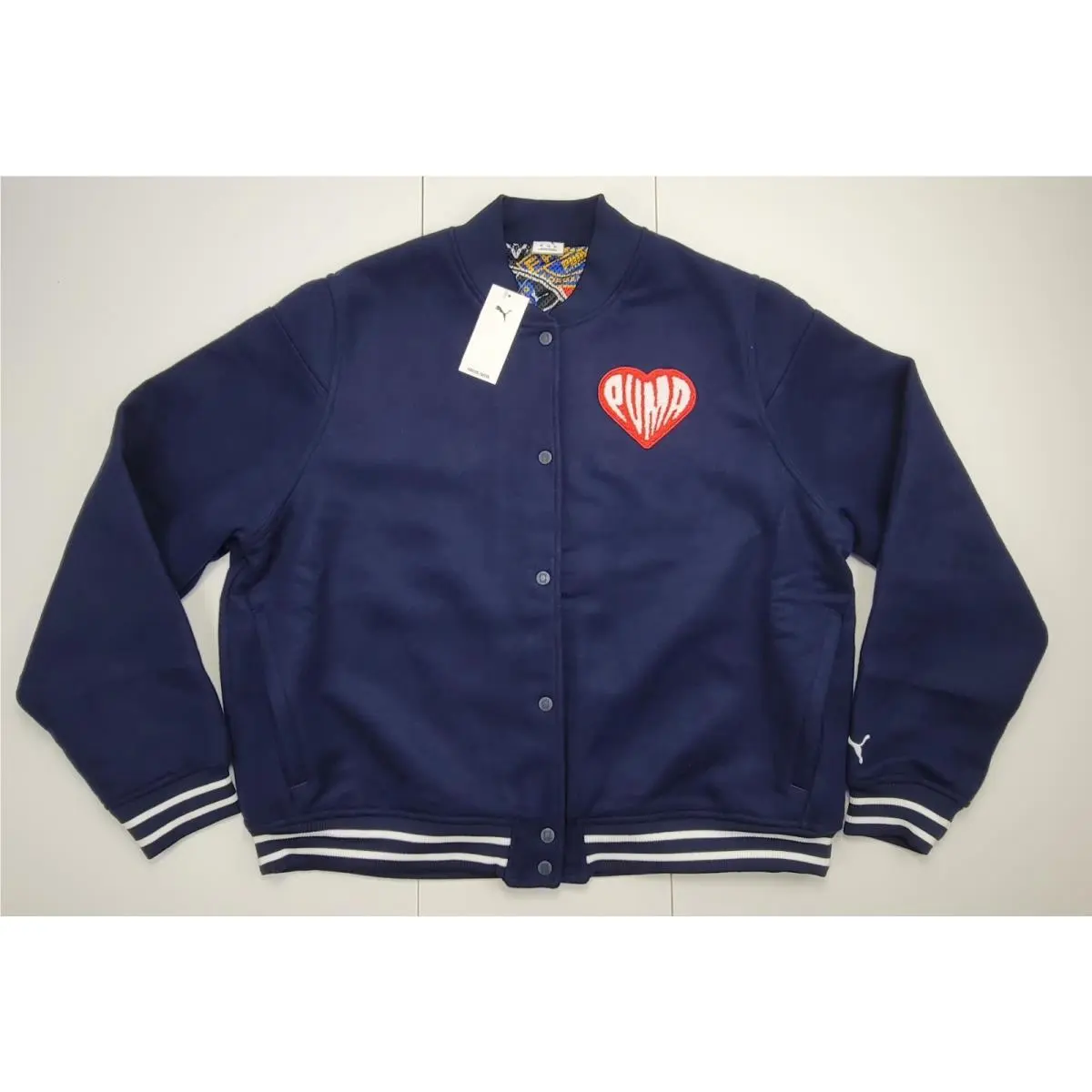 Sticker Pack Basketball Varsity Jacket Men`s Size Xxl Navy Blue by Puma