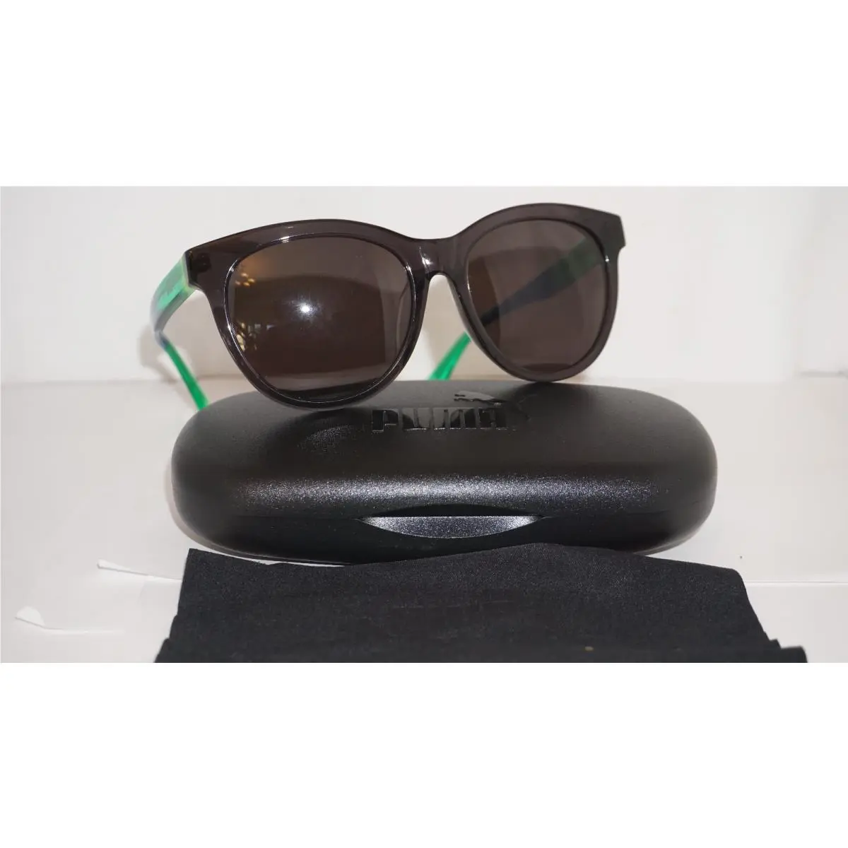 Sunglasses Black Green Grey PU0089SK 004 56 18 145 by Puma