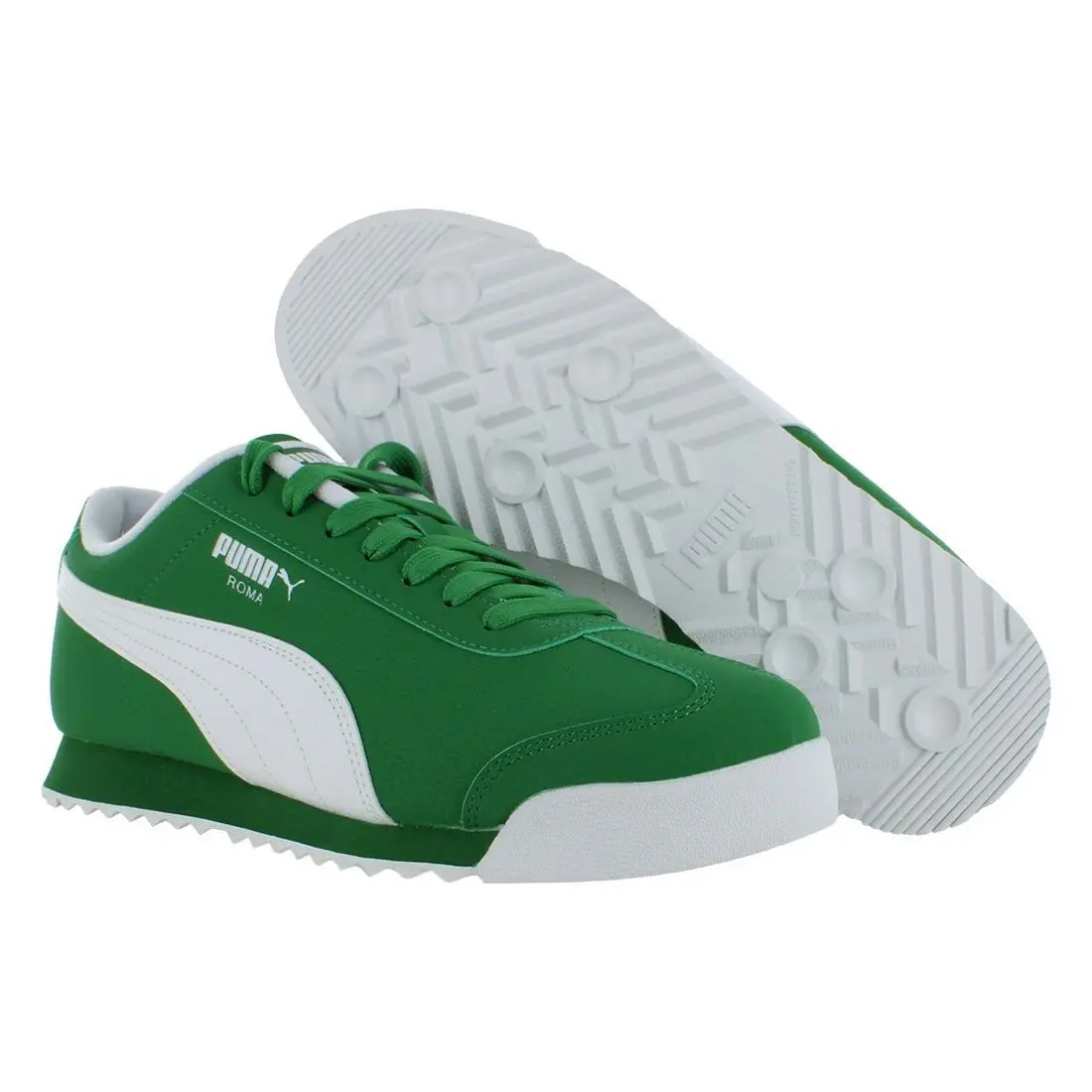 Puma Roma Reversed GS Boys Shoes Size 6 Color: Archive Green/puma White