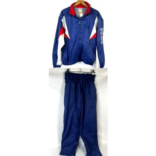 Vtg Puma Tracksuit Sz S Windbreaker Jacket Track Pants Nylon Red White Blue