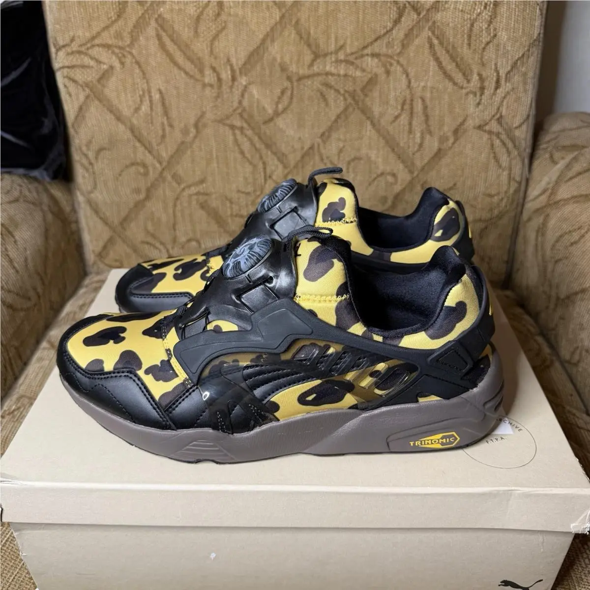 Puma Men`s Disc Blaze Leopard Slip On Sneakers 391960-01 Size 10