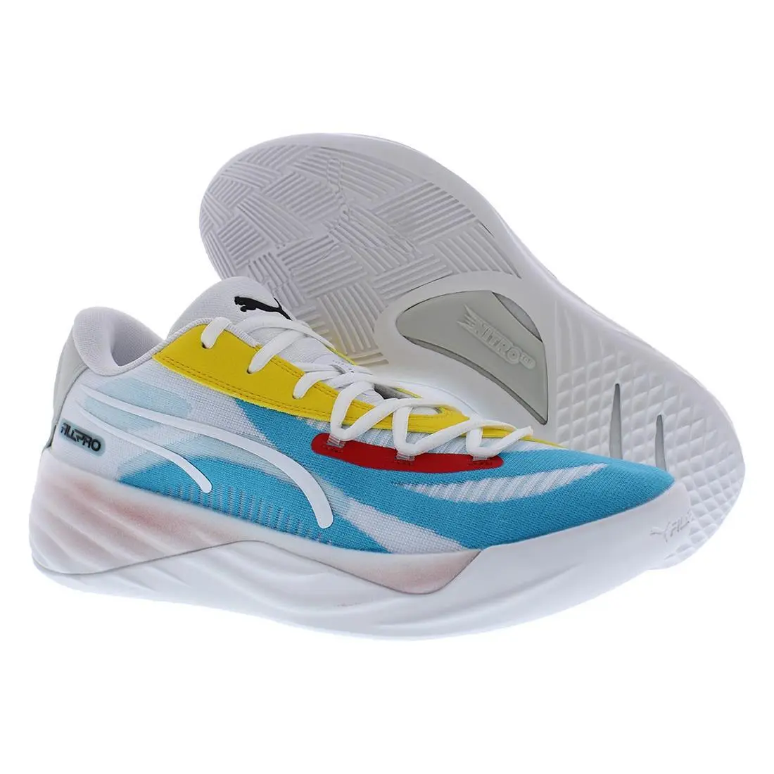 Puma All Pro Nitro Mens Shoes Size 11.5 Color: Puma White/pele Yellow/aqua