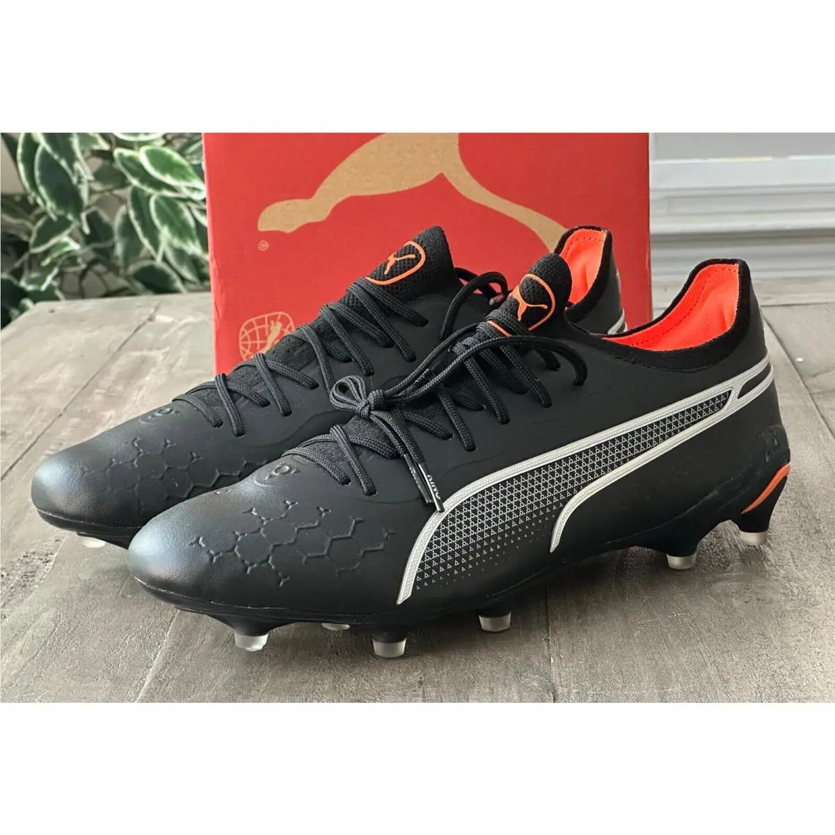 Puma Men`s US 10 King Ultimate Fg/ag Black-silver-orange Soccer Cleats 107097-02
