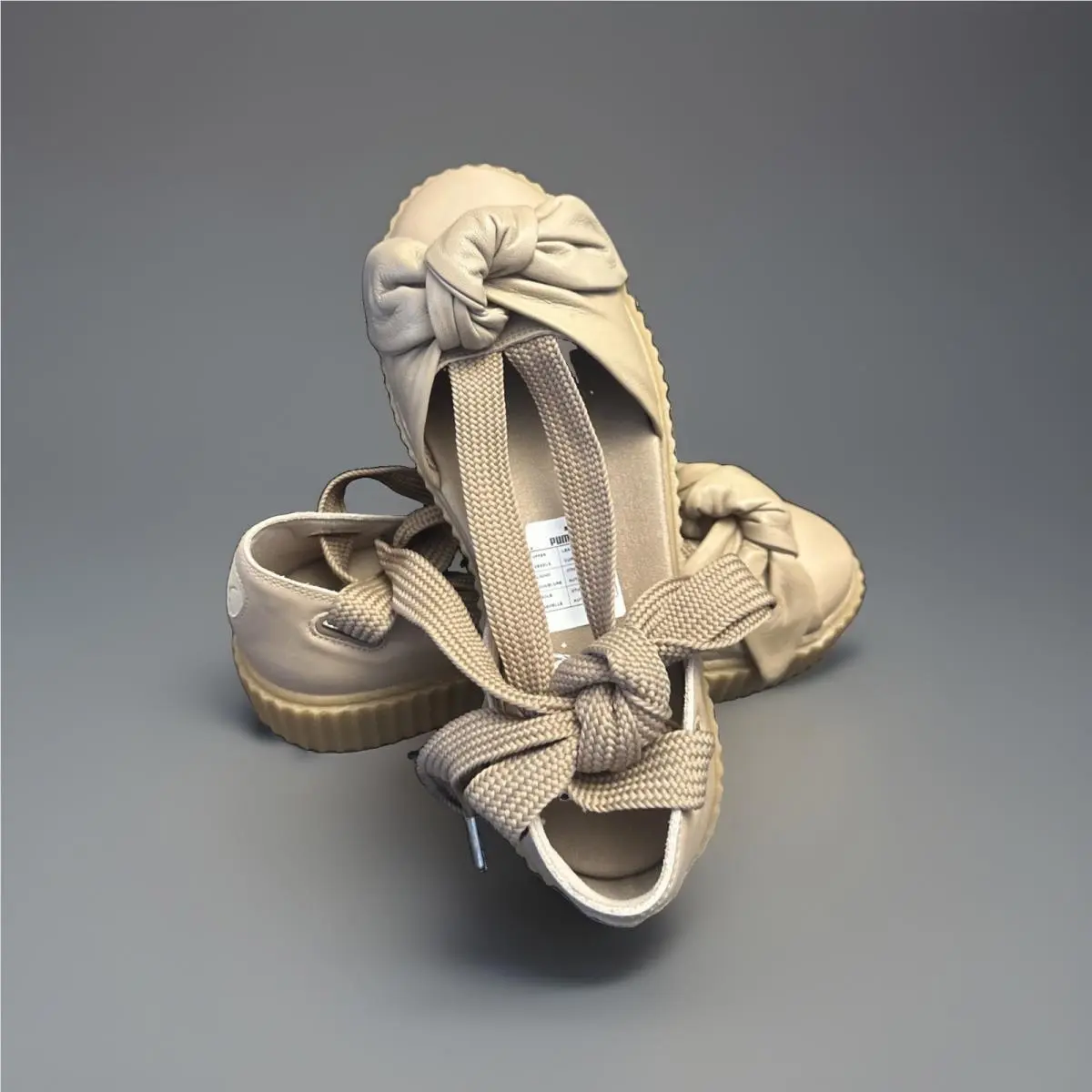 Fenty by Rihanna Bow Creeper Sandals Size 8.5 Beige Platform Shoe by Puma
