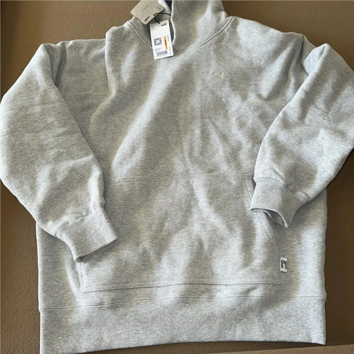 Puma Mmq Double Layer Pullover Hoodie Mens Small Grey Casual Outerwear 53593304