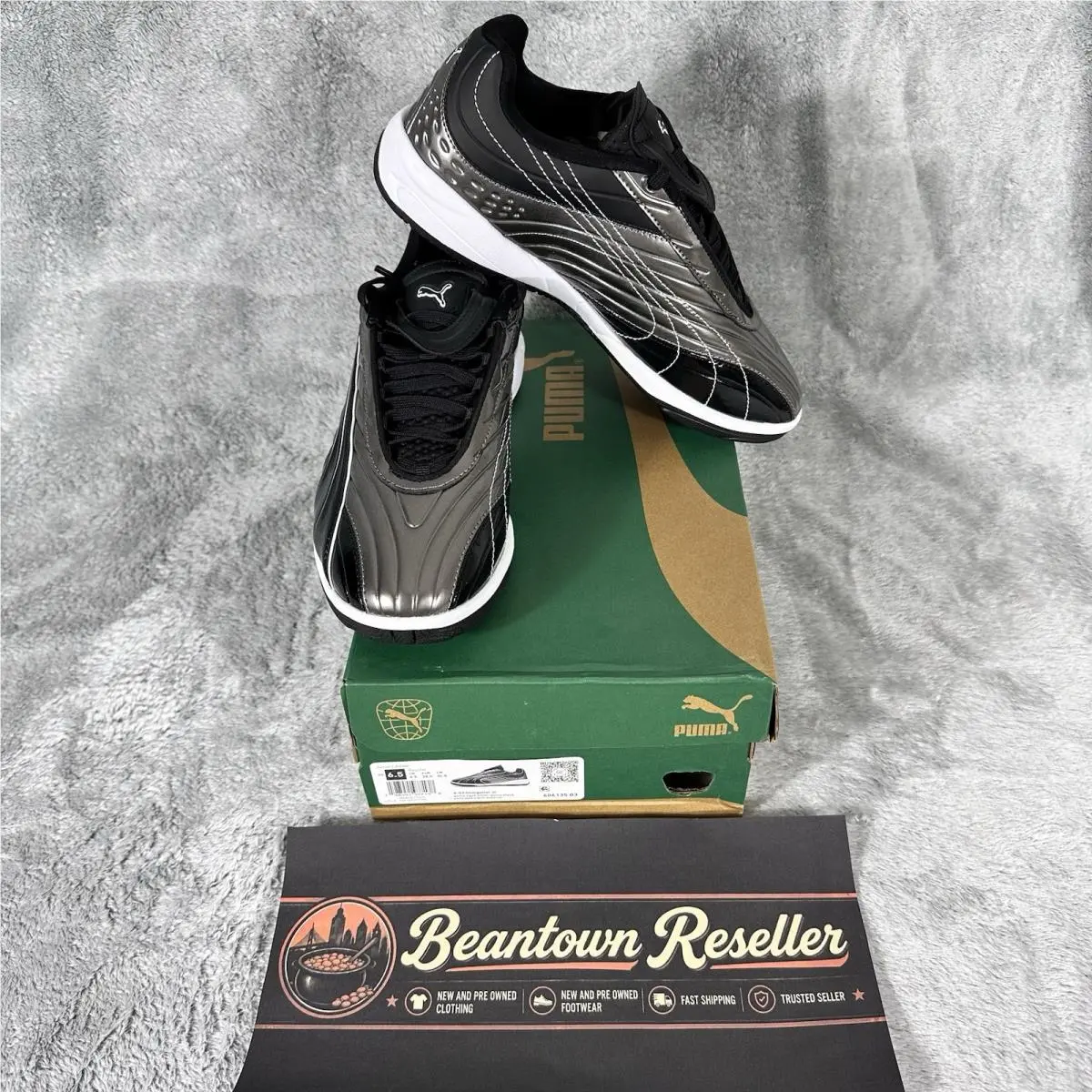 Youth Size 6.5 V-S2 Goalgetter Black Aged Silver Metallic Chrome 404135-03 by Puma