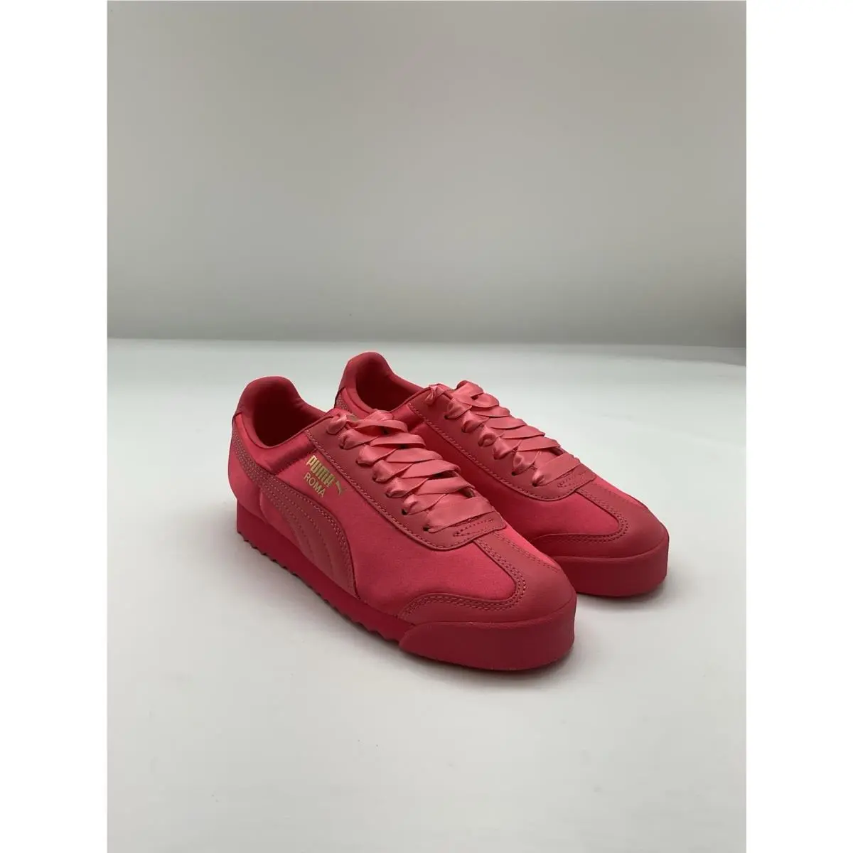 Roma Satin Jr Sneaker Pink Synthetic Lace Up Low Top Size 4 by Puma