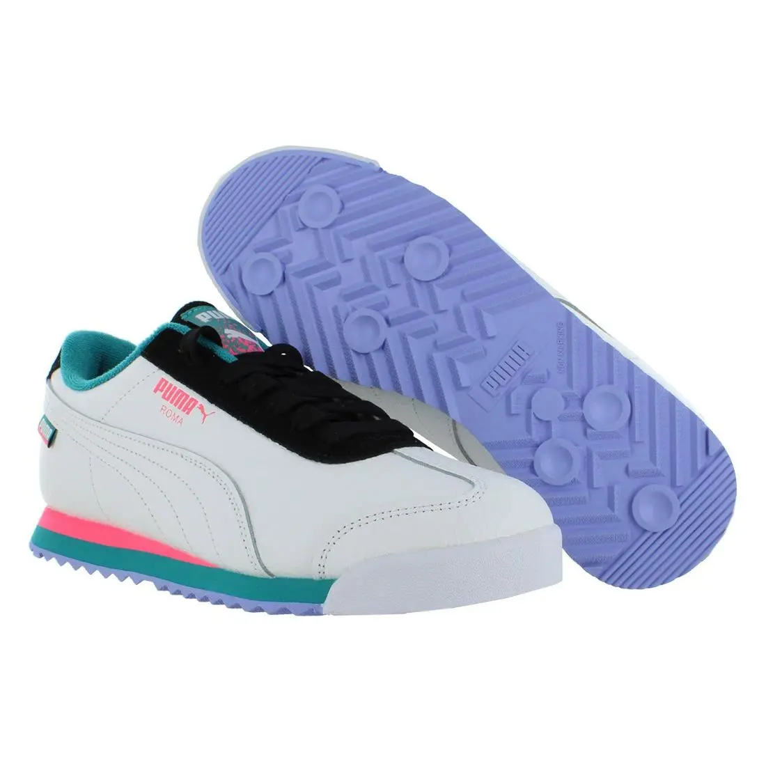 Puma Roma Basic FD GS Boys Shoes Size 6.5 Color: White/black/sunset Glow/deep