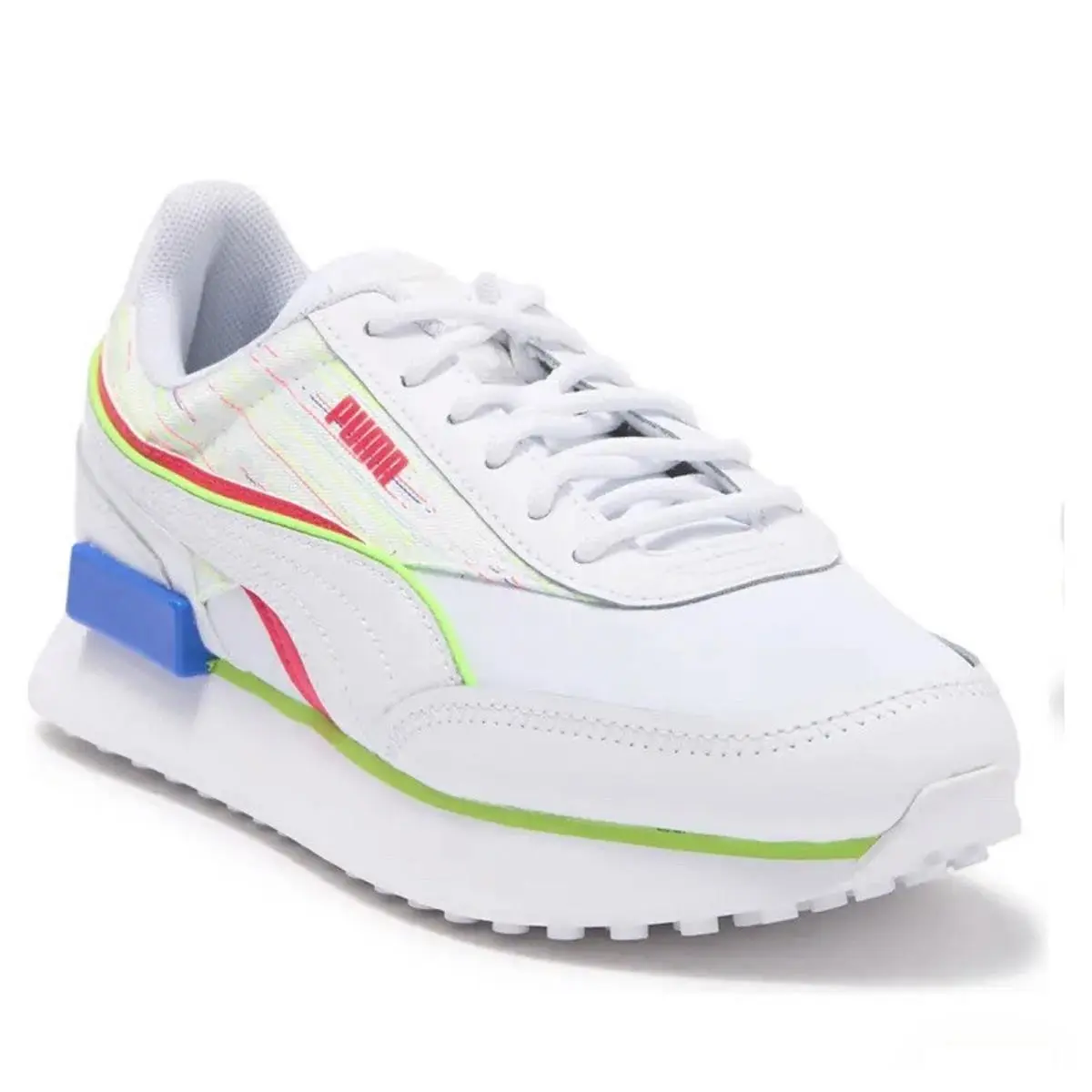 Puma Future Rider Sneakers Big Kid Sz. 4.5 White Bright Color Accent - White